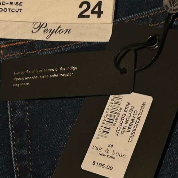 rag & bone Peyton Mid Rise Bootcut Jeans in Clarissa Size 24 NWT - Picture 8 of 8